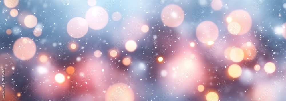 Abstract Winter Background with Falling Snow and Defocused Lights Abstract Winter Background with Falling Snow and Defocused Lights