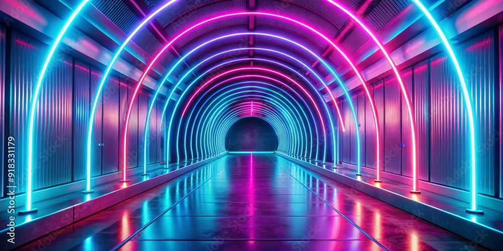 Neon Glow Archway Tunnel, 3D Render, Futuristic, Sci-Fi , neon, archway, tunnel Neon Glow Archway Tunnel, 3D Render, Futuristic, Sci-Fi , neon, archway, tunnel