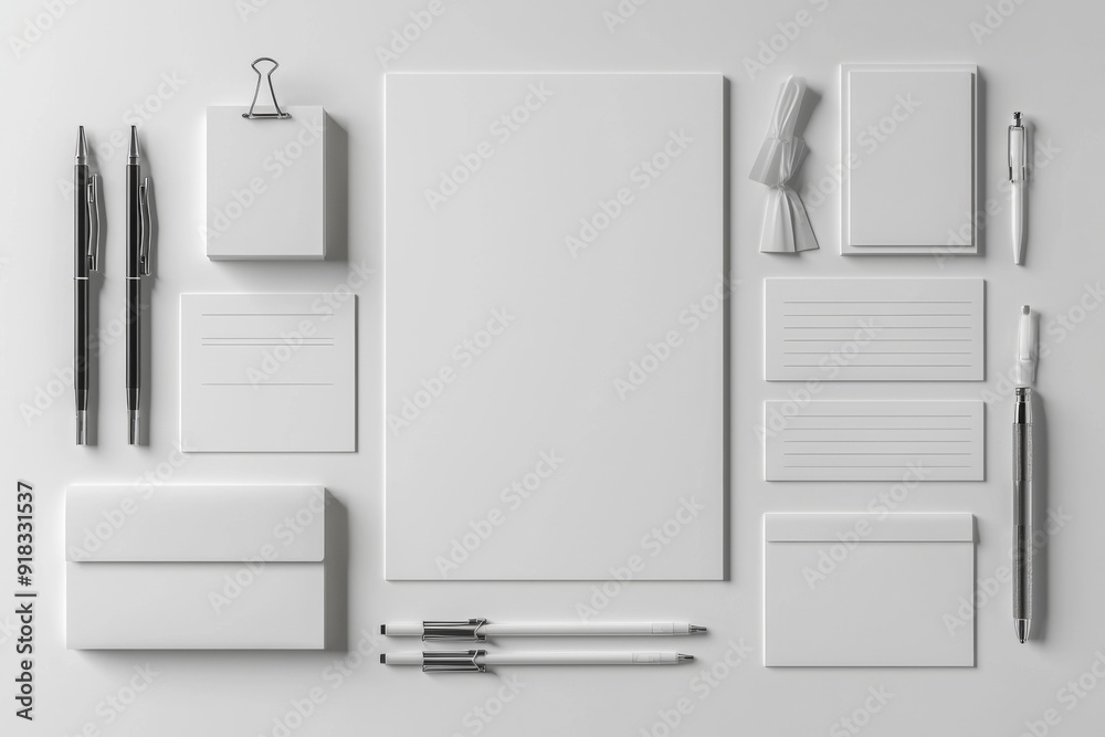 Realistic blank stationery set mockup isolated created with generative ai Realistic blank stationery set mockup isolated created with generative ai
