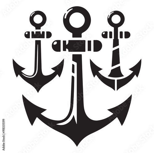 Anchors ship icon silhouettes vector. 
