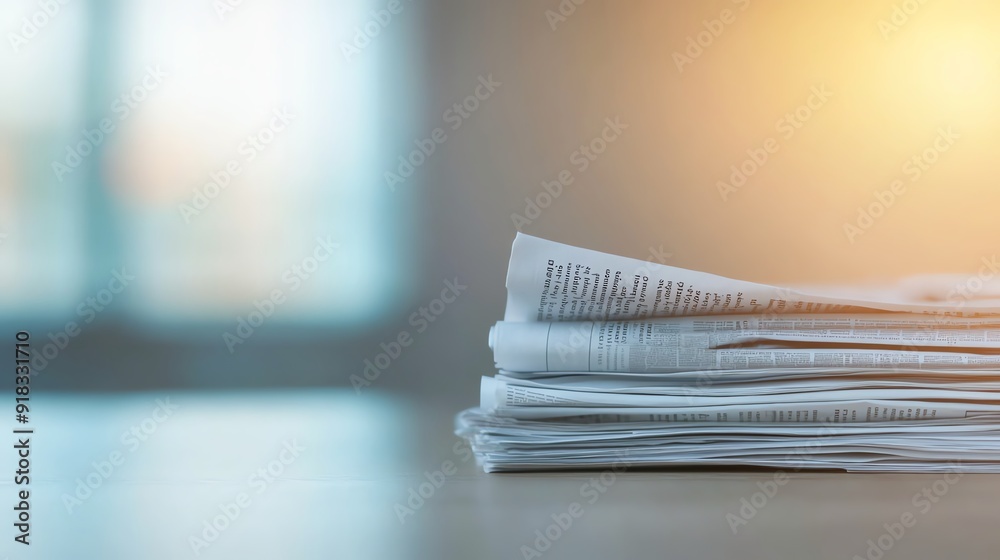Newspaper delivery with morning light, Monday morning, keeping up with the news Newspaper delivery with morning light, Monday morning, keeping up with the news