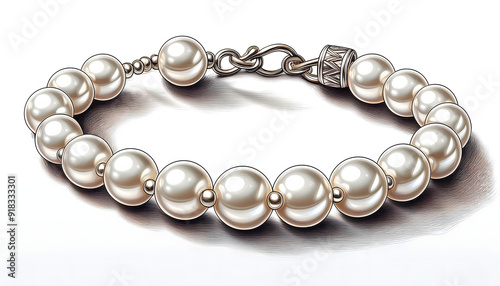 Pearl Bracelet Illustration isolated on a white background