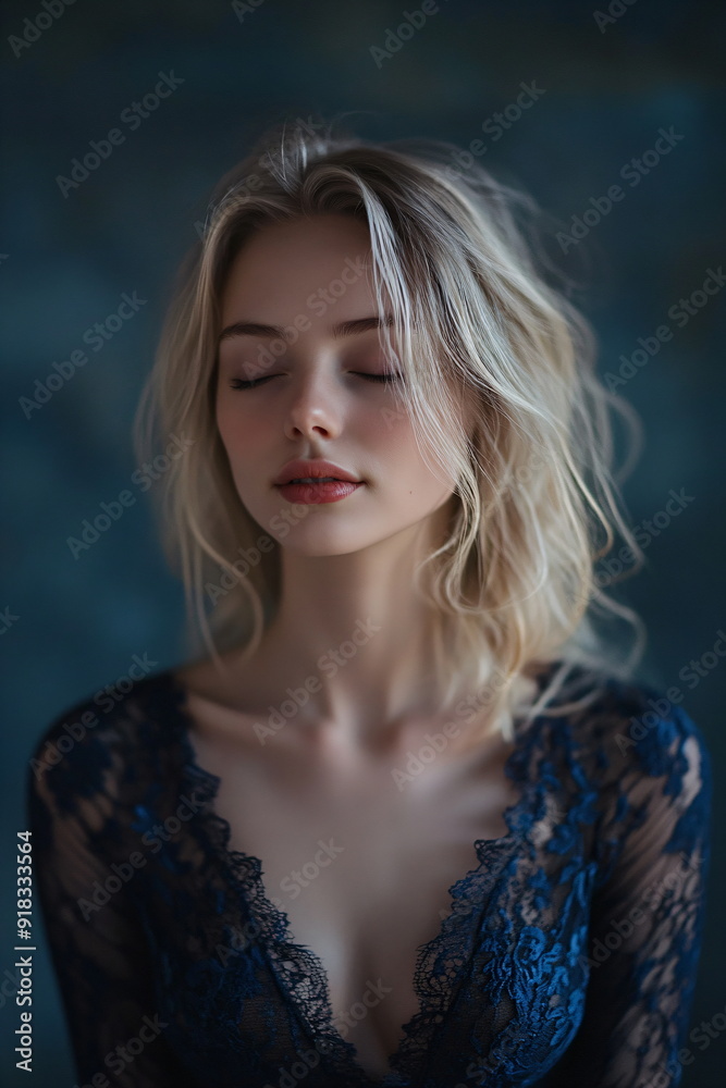 pretty woman in a blue laze dress pretty woman in a blue laze dress