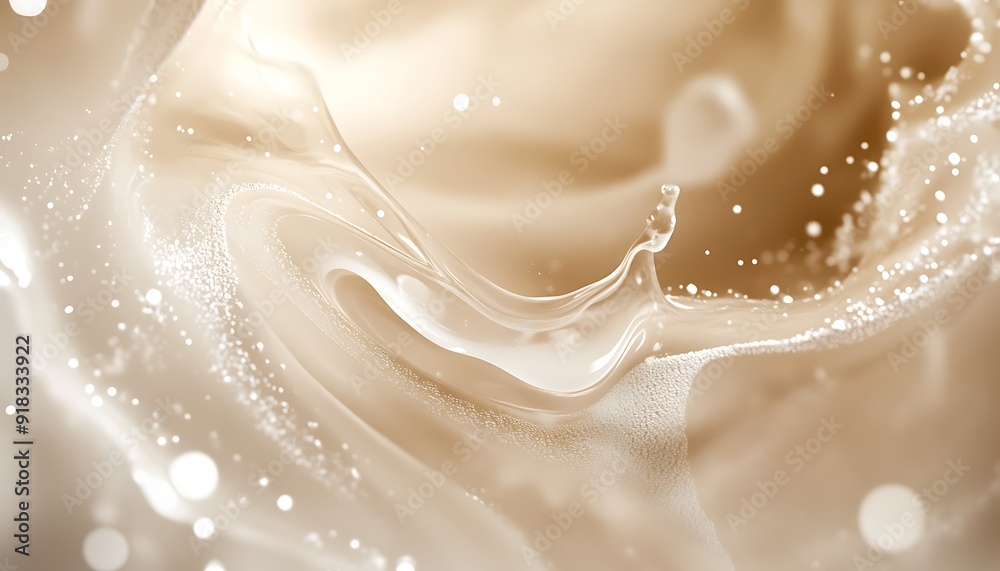Serene Background of Swirling Milk in Coffee with Light Trails and Bokeh Serene Background of Swirling Milk in Coffee with Light Trails and Bokeh