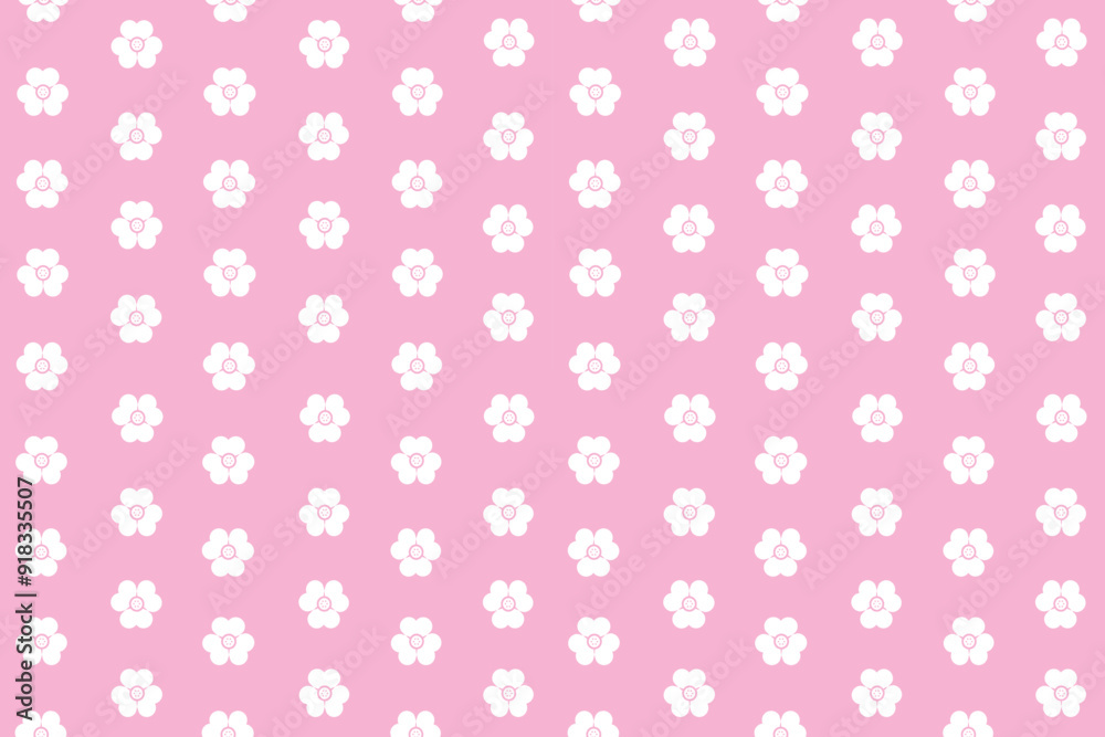 White flower with pink background pattern White flower with pink background pattern