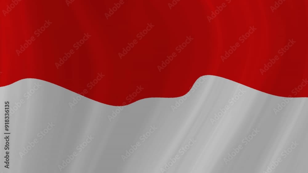 Animation of indonesian red and white flag raising background