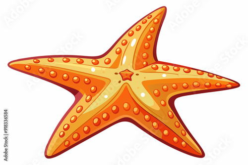 Orange and Yellow Starfish with Red Outline