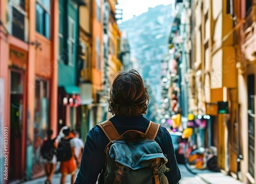 someone was exploring a densely populated city photo