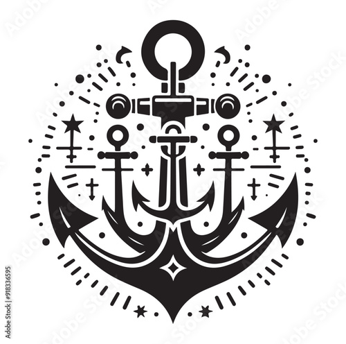 Anchors ship icon silhouettes vector. 
