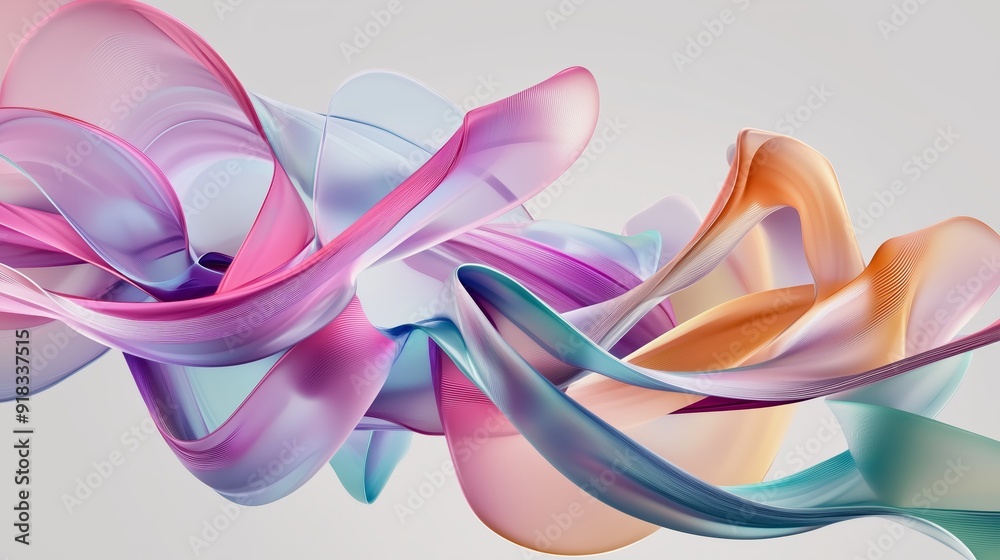 A colorful background with swirling shapes reminiscent of plastic strips on a gray background. A colorful background with swirling shapes reminiscent of plastic strips on a gray background.