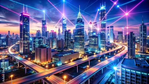 Wallpaper Mural A Futuristic Urban Canvas Illuminated by Technology  generative AI Torontodigital.ca