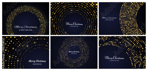 Merry Christmas backgrounds with gold glitter pattern
