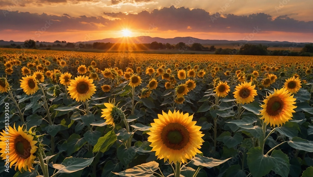Obraz premium Sunflower In Full Bloom Sunflower Field Background Images