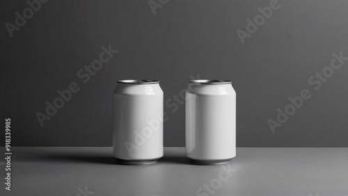 a white can mockup picture with a gray background