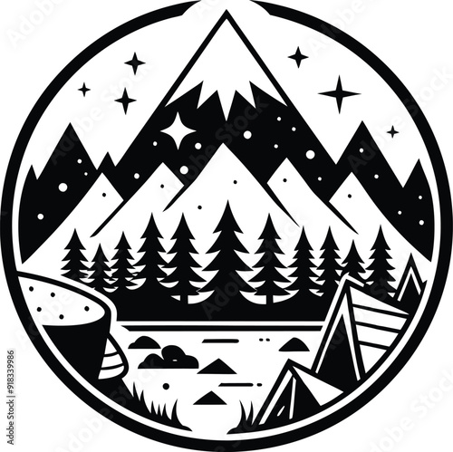 adventure t shirt design element black and white