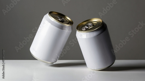 a white can mockup picture with a gray background