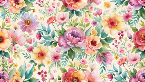 Wallpaper Mural Abstract Watercolor Floral Seamless Pattern  Generative AI Torontodigital.ca