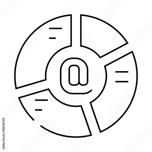 email list segmentation line icon vector. email list segmentation sign. isolated contour symbol black illustration