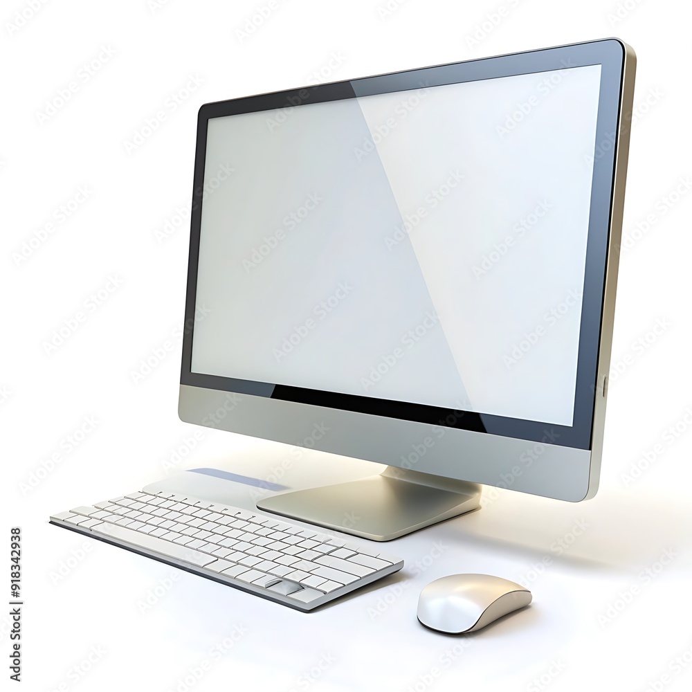Desktop pc computer with large wide monitor, keyboard and mouse, and a blank screen. Isolated on white. 3d rendered image
Desktop pc computer with large wide monitor, keyboard and mouse, and a blank screen. Isolated on white. 3d rendered image