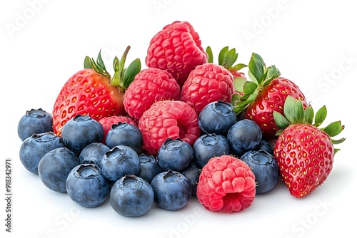 Fresh Blueberries, Raspberries, and Strawberries Photo