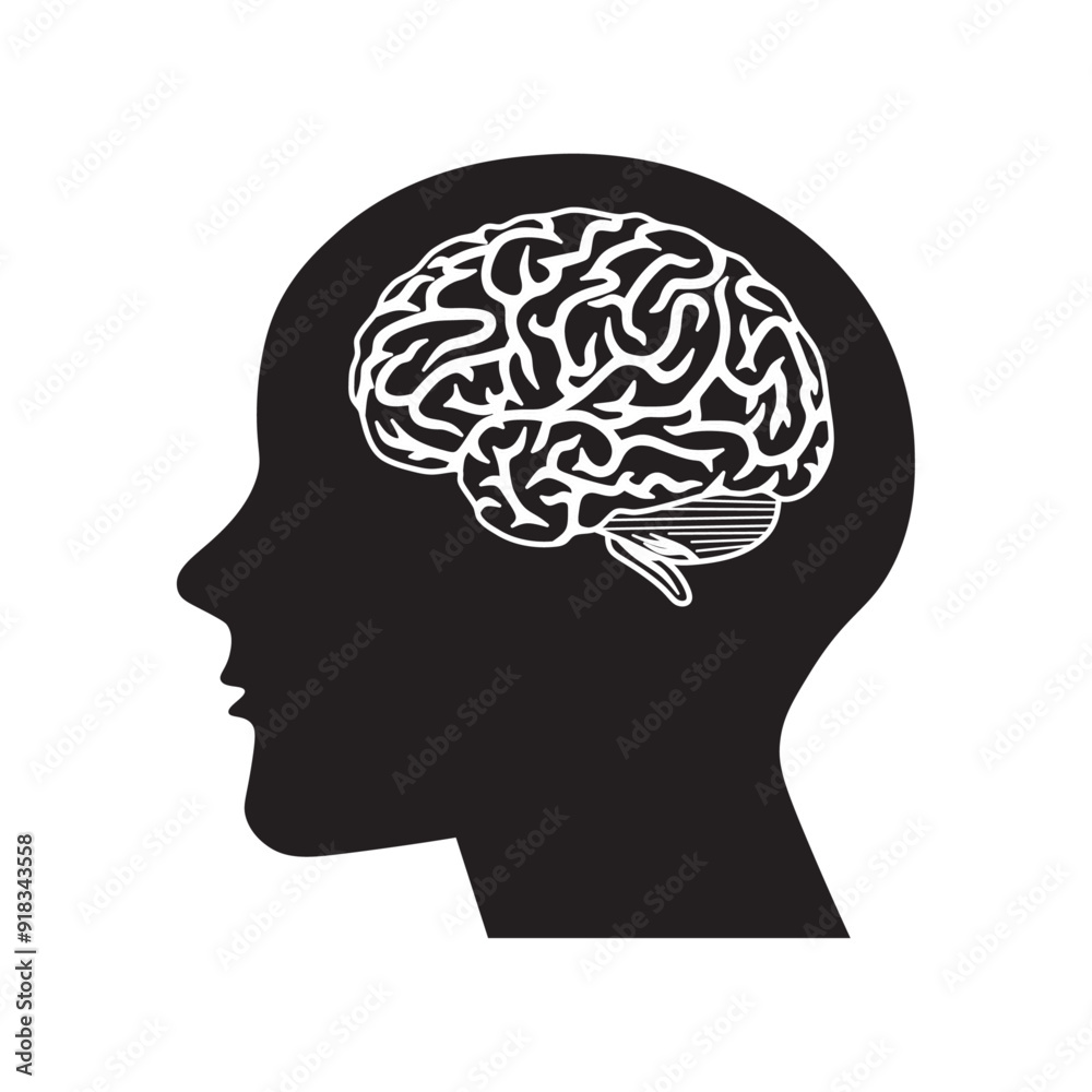 vector flat icon of brain inside head vector flat icon of brain inside head