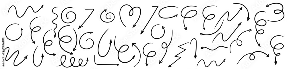 Arrow vector sketch icons set. Swirl arrow doodle sign. Vector illustration. Arrow vector sketch icons set. Swirl arrow doodle sign. Vector illustration.
