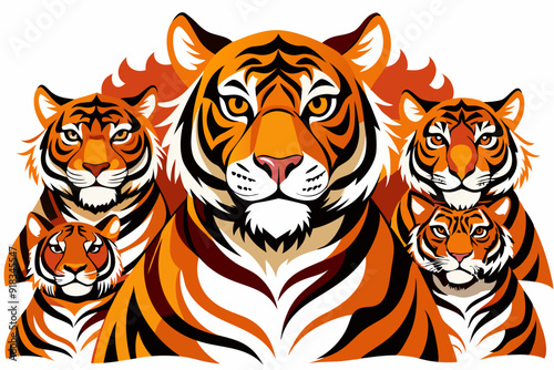 A Family of Tigers with a Fierce and Majestic Mother