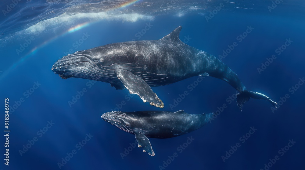 Naklejka premium humback whale under the water