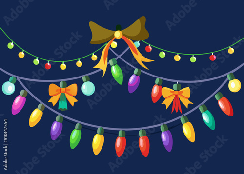 Garland with Lights and Bows