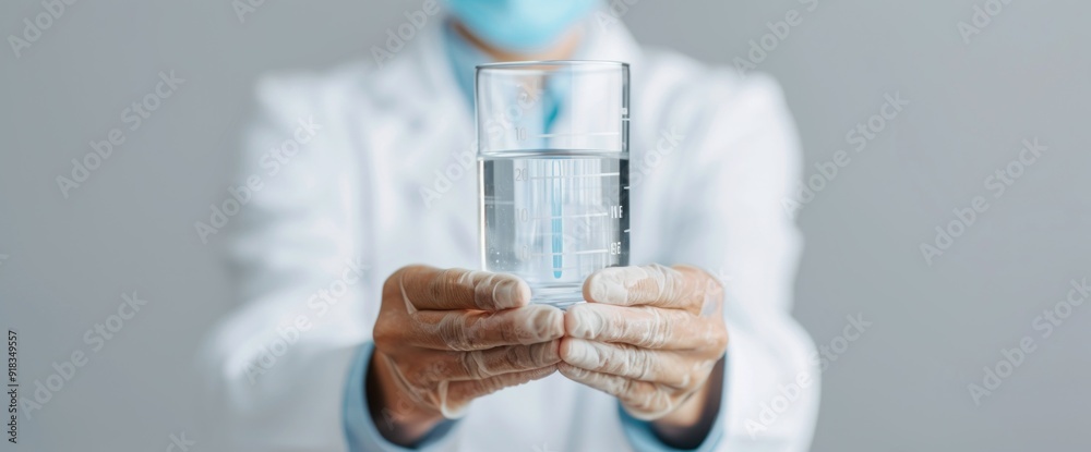 a laboratory technician holding a water testing kit on clear white background, natural lighting a laboratory technician holding a water testing kit on clear white background, natural lighting