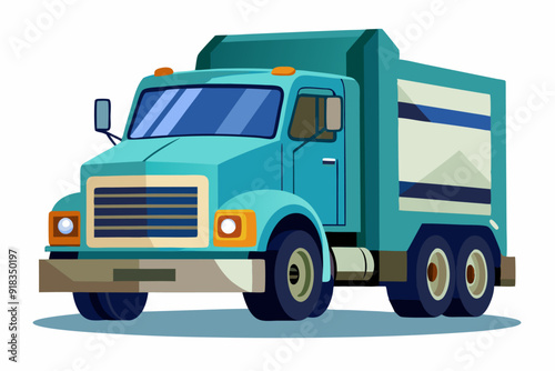 Blue and Green Garbage Truck with Side Dumping Feature