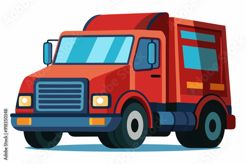 Wallpaper Mural Cartoon Illustration of a Red Delivery Truck Torontodigital.ca