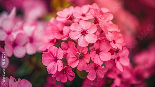 Close-up of pink phlox flowers. The flowers are fully bloomed and very beautiful. Illustration for banner, poster, cover, brochure or presentation.