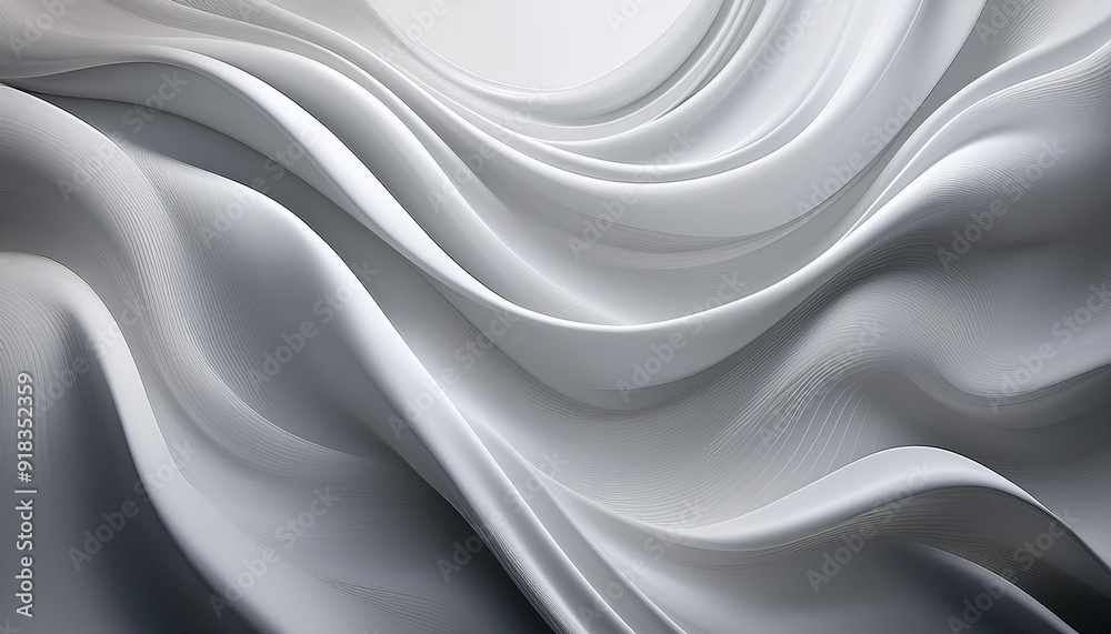 Generative AI illustration of bright white fabric material in wavy layers of abstract background with dark shadows Generative AI illustration of bright white fabric material in wavy layers of abstract background with dark shadows