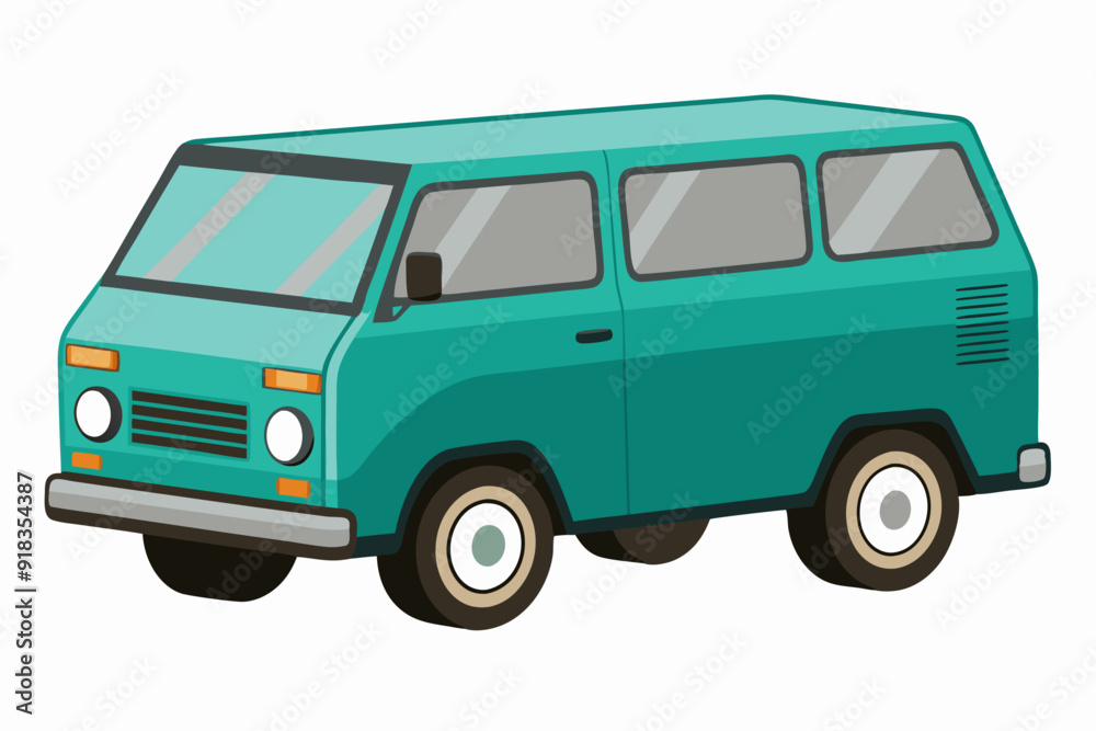 Teal Van with White Rims and Orange Sidelights Teal Van with White Rims and Orange Sidelights
