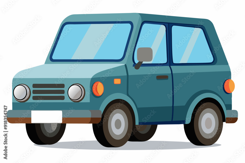 Cartoon Illustration of a Blue Car Cartoon Illustration of a Blue Car