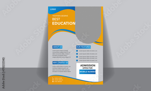 School education a4 size flyer design. Vector illustrator. Abstract image.