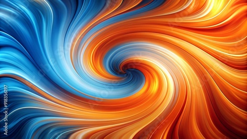 A Captivating Dance of Orange and Blue Swirls: Abstract Artwork generative AI