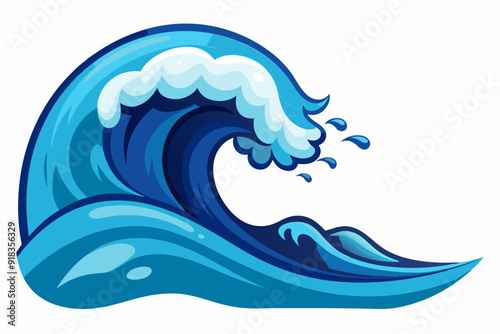 A Large Blue Wave Crashing with Splashes of Water