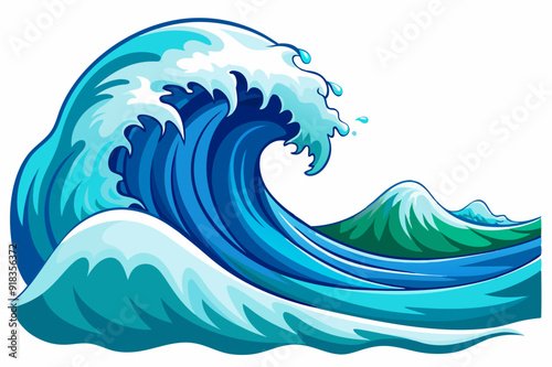 A Large Blue Wave Crashing on the Ocean