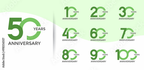 anniversary logo style set with green color can be use for celebration moment