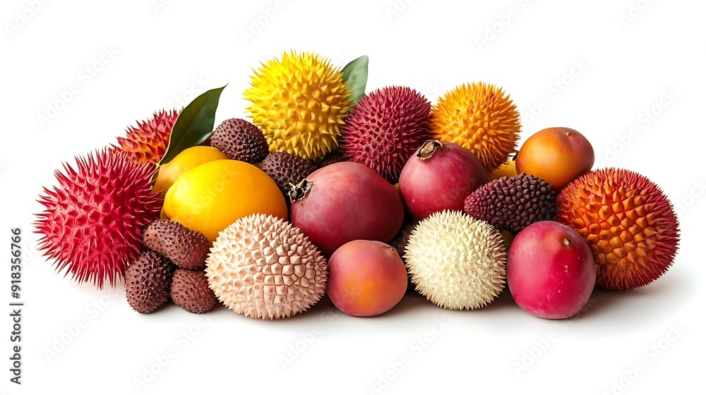 Colorful Spiky Fruits and Exotic Fruit Arrangement - Still Life Photography Colorful Spiky Fruits and Exotic Fruit Arrangement - Still Life Photography