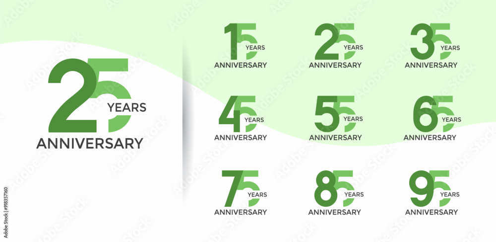 anniversary logo style set with green color can be use for celebration moment anniversary logo style set with green color can be use for celebration moment