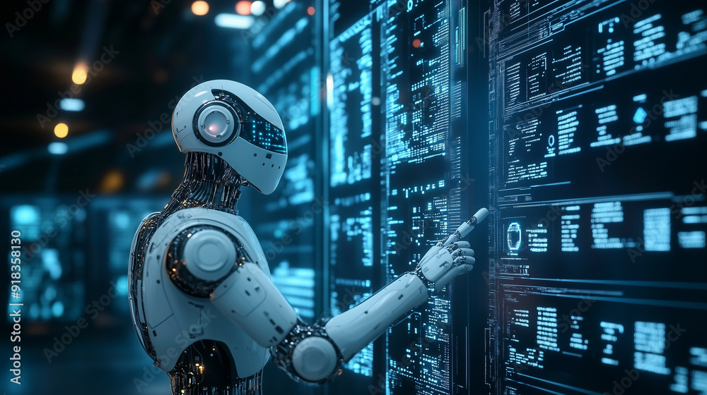 AI chatbot represented by a humanoid robot, created with generative AI technology AI chatbot represented by a humanoid robot, created with generative AI technology