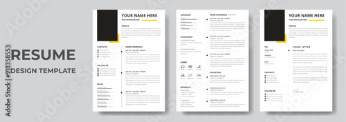 Clean Modern Resume and Cover Letter Layout Vector Template for Business Job Applications, Minimalist resume cv template, Resume design template, cv design, multipurpose resume design