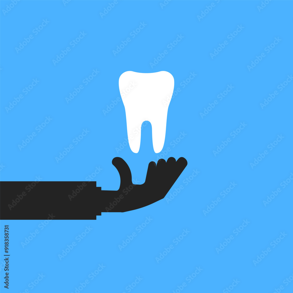 white tooth in hand like teeth protection icon white tooth in hand like teeth protection icon