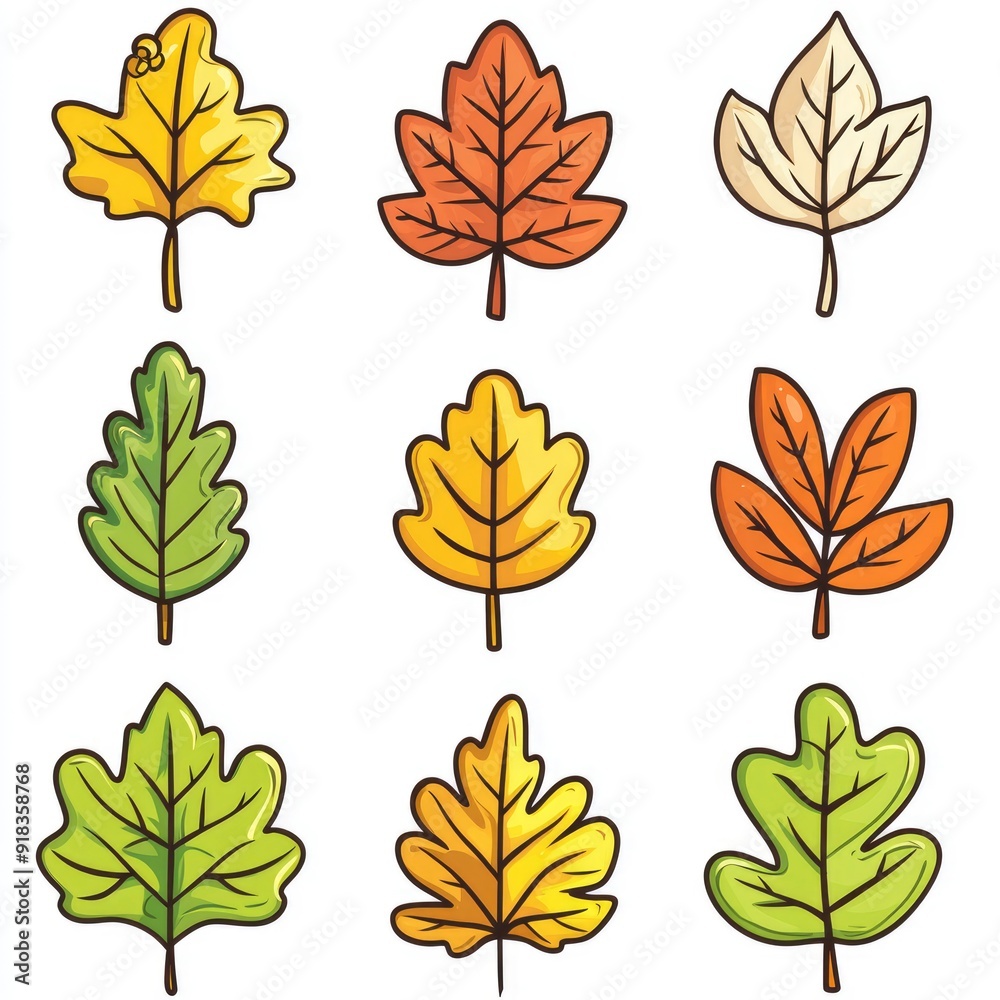 Colorful Autumn Leaves Set Colorful Autumn Leaves Set
