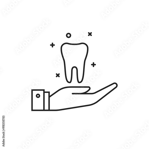 dental care icon like hand holding tooth