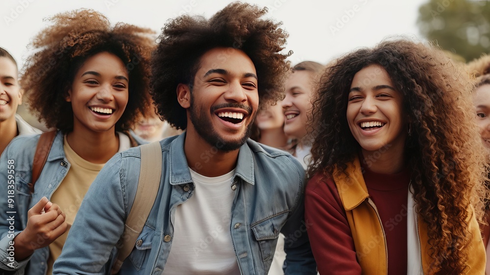 Diverse Cheerful Young People Enjoying Together