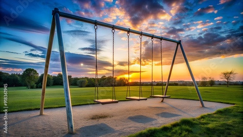 A Still Life of a Swing Set, Symbolic of the Time Spent Away From Play  Generative AI photo